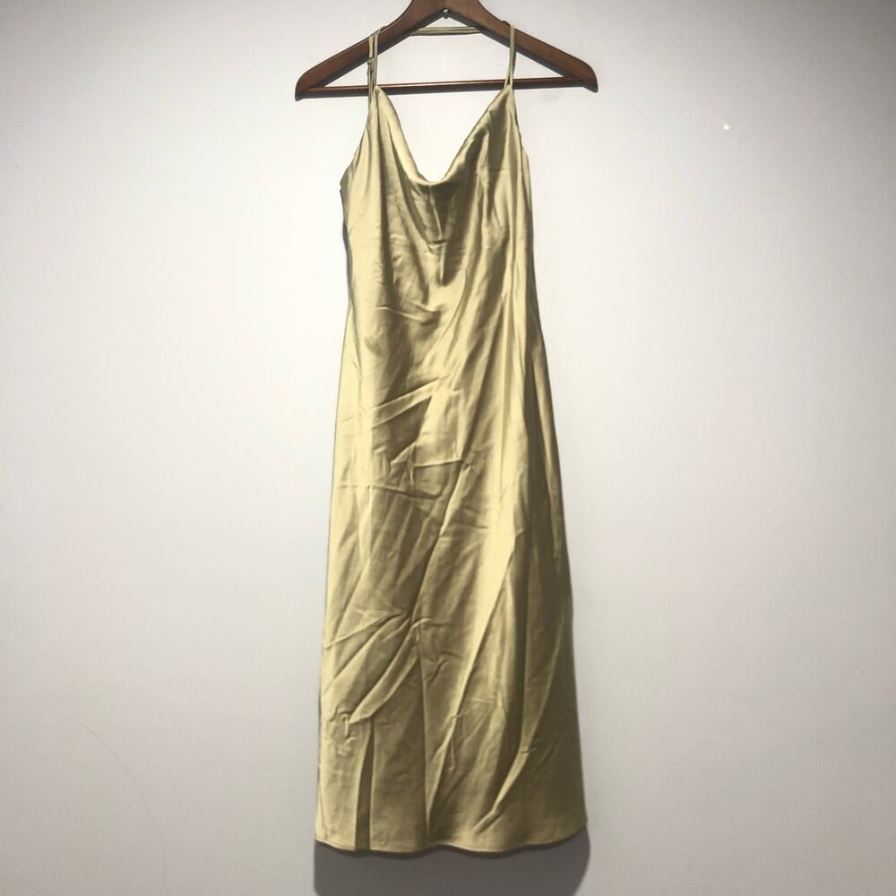 Show Me Your Mumu Womens's Verona Cowl Dress Moss Green Luxe Satin Size S